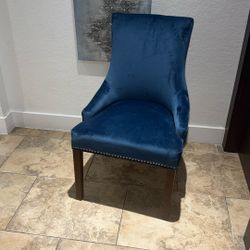 6 Blue Upholstered Dining Chairs!