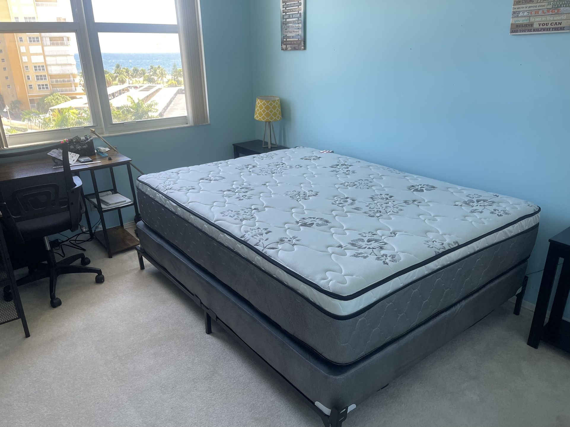 New Queen Pillowtop Mattress And Box Spring Set
