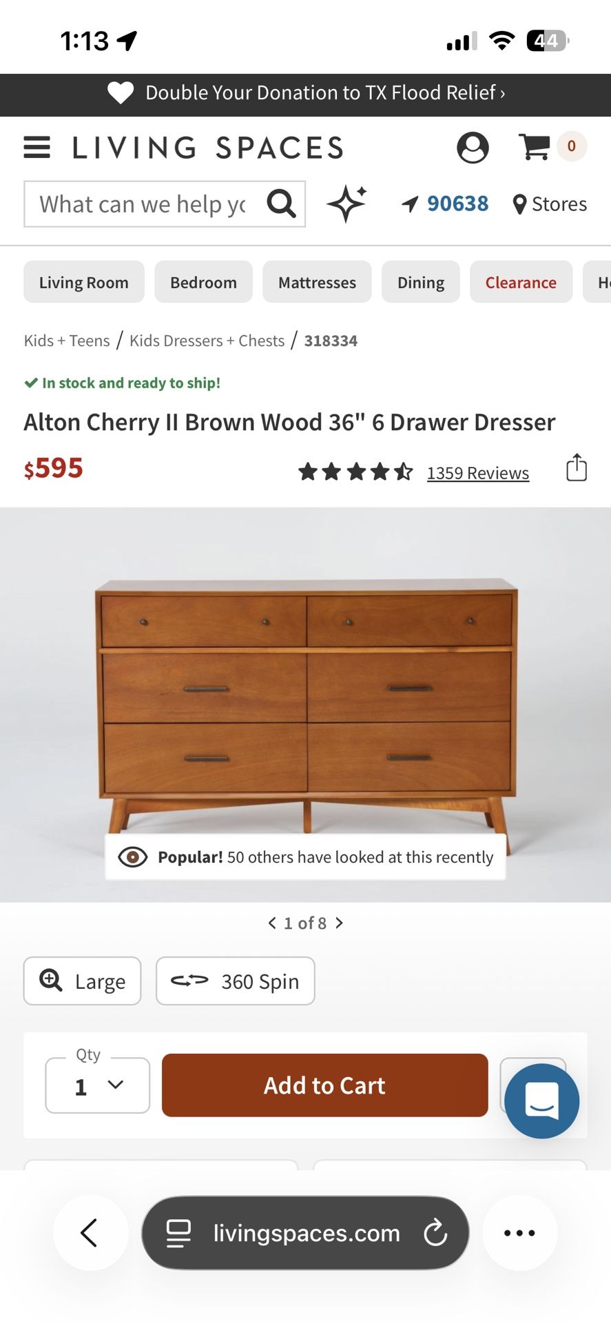 Living Spaces Mid Century Alton Dresser