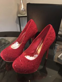 New red platform heels