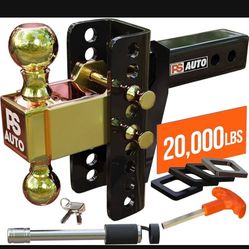 Adjustable Drawbar Trailer Hitch 20,000 LBS, Fits 2 and 16 Inch Balls, For RV Towing, Motorcycles