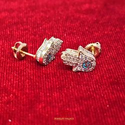 Elegant Hamsa Earrings on 14K Yellow Gold and 0.625 CTW 