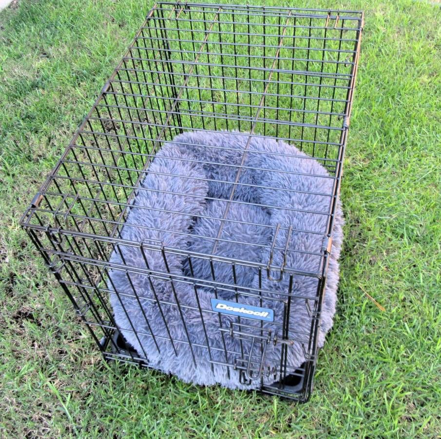 Pet Crate Metal with Plush Bed 24x18x17