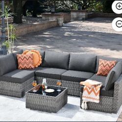 Available in light gray or dark gray 7-piece patio furniture set patio sofa outdoor furniture 500$