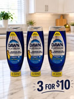 New Dawn Platinum dishwashing liquid 3 for $10