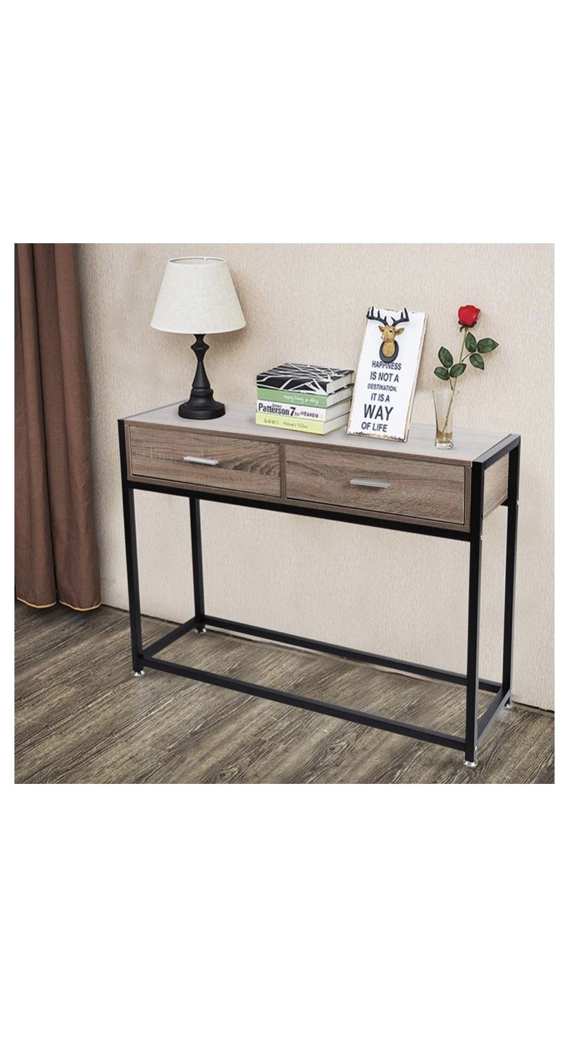 Dpoticus Console Entryway Sofa Coffee Tables Drawers Entryway Hallway Foyer,Metal, Oak Black - Greattopfurniture