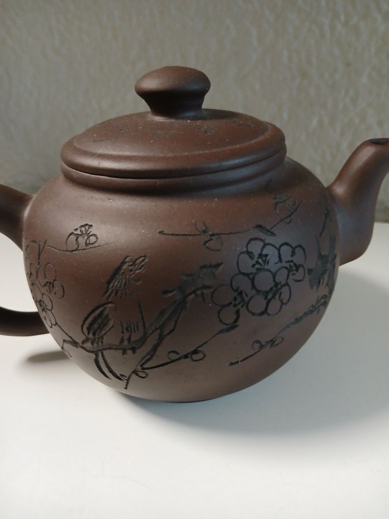 Small Stamped Signed Chinese Brown Clay Tea Pot