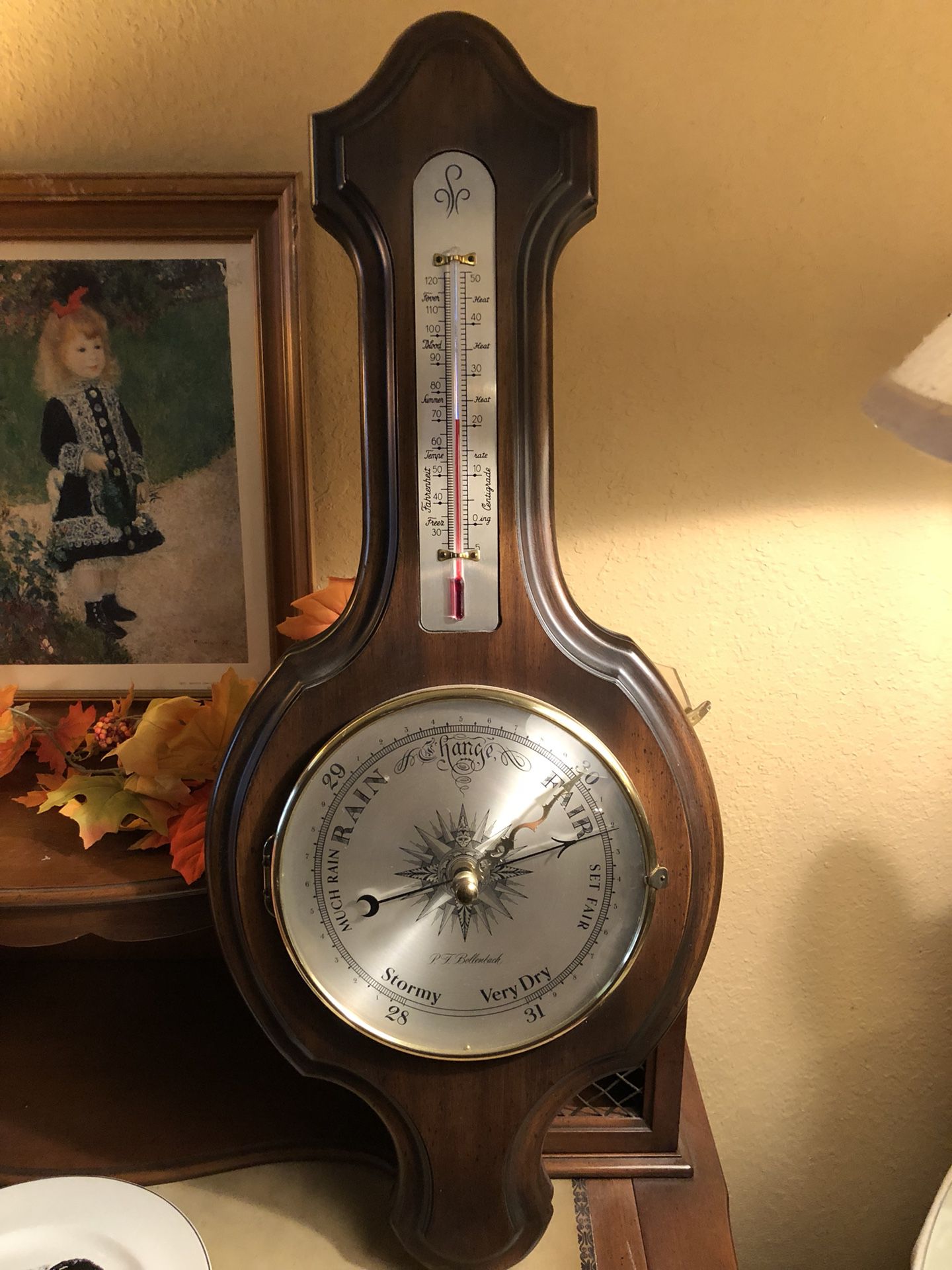 Antique vintage 12x29 wood and glass barometer. 35.00. 4211 south Lamar. Austin gift co. Booth 956d. 4211 south Lamar in the lake hills shopping cent