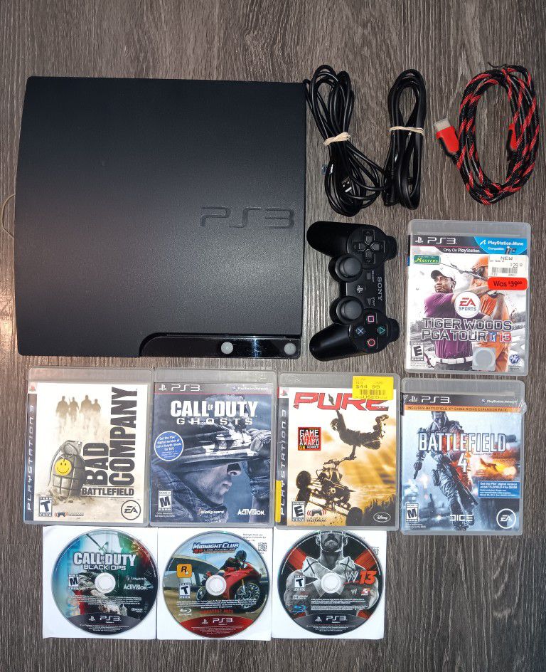 PS3 System Console Bundle With Controller And 8 Games
