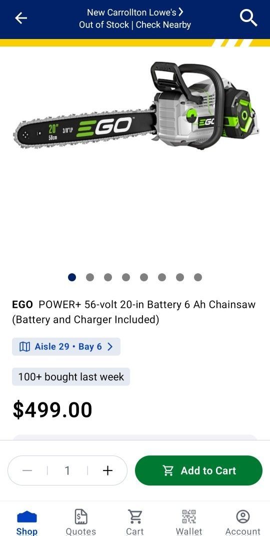 EGO CS2005 20" Cordless Chain Saw with Digital Display, 6Ah Battery & Charger NEW IN THE Box