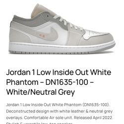 Jordan 1 low inside out white phantom (9.5)