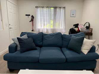 Blue living room couch