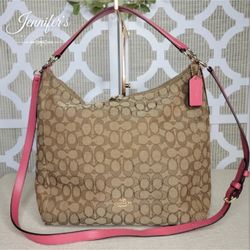 Coach Purse Celeste Convertible Khaki & Watermelon Hobo