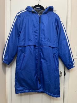 Sporti striped comfort Fleece-Lined Hooded swim Parka, youth L, royal blue