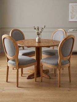 Round Wood Dining Table and 4 Chairs Set