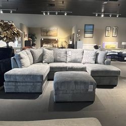 Grey 2PC Chaise Sectional Couch