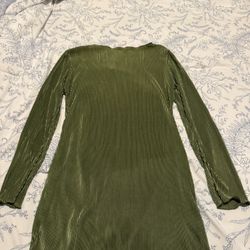 SHEIN Olive Green Long Sleeve Mini Dress