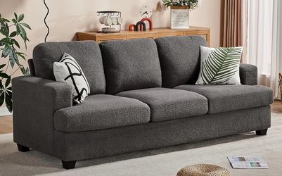 Dark Gray Boucle 3-Seat Sofa