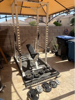 Body Masters Squat Rack with incline bench and Weight Set