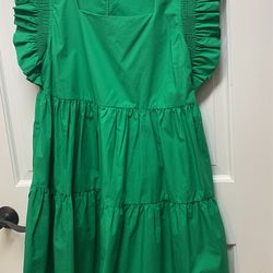 Ladies Emerald Green Ruffle Dress
