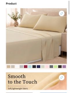 4-Piece Microfiber King Size Bed Sheets Set, Soft Breathable, 14-Inch Deep Pocket Fitted Sheet, Flat Sheet & 2 Pillowcases, Khaki