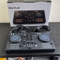 DDJ-FLX4, Audio Cables, And USB Stick With 2000+ Songs