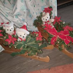 Vintage Christmas Teddy Bear Sleds