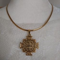 St Benedict Gold Filled Large Pendant Omega Necklace