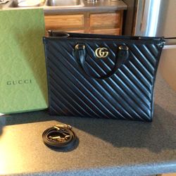 NEW GG Gucci Matelassé Tote Purse In Black 