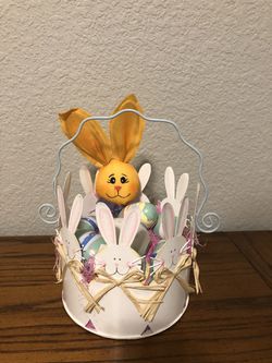 Easter basket and eggs decorations