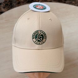 Roland Garros French Open Tennis Baseball Cap Beige Green Adjustable NWT