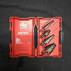 MILWAUKEE Step Drill Bit Set: 4 Pc, 1/8" to 1-3/8", Black Oxide HSS