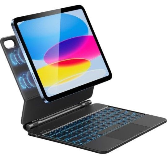 Keyboard Case for iPad 10th Generation, Organic-Silicon PU, Magic Magnetic Stand Keyboard for iPad 10 with Multi-Touch Trackpad, Floating Design