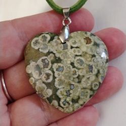 New Rhyolite Gemstone Heart Necklace