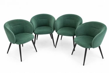 Comfy velvet barrel-back dining chairs