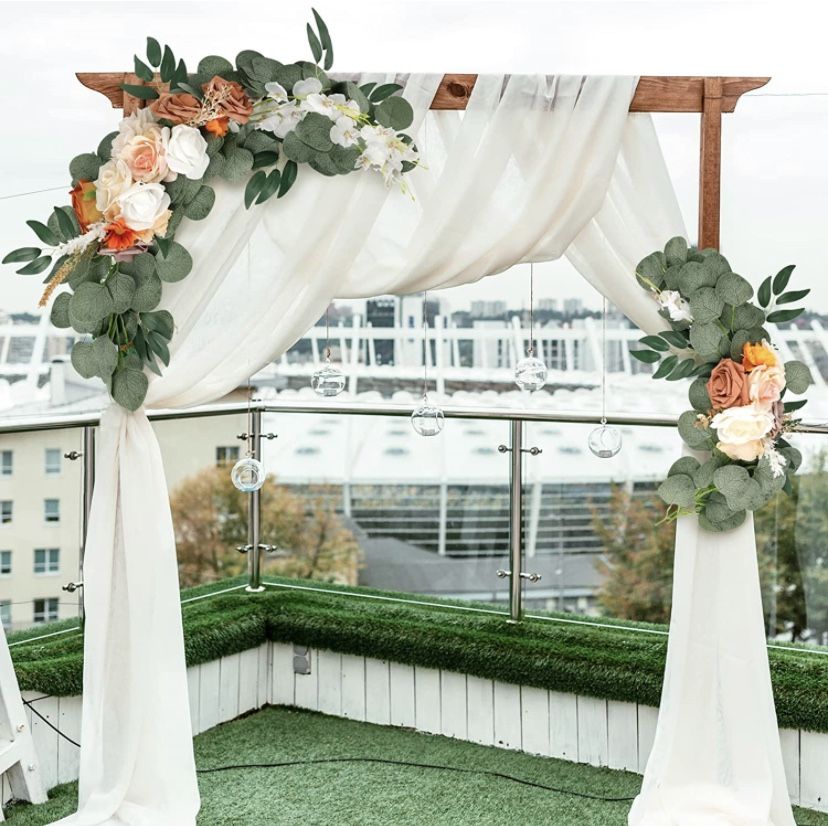 2 Piece Set Terracotta Burnt Orange Willow Eucalyptus Champagne Wedding Arch Swag ~ New