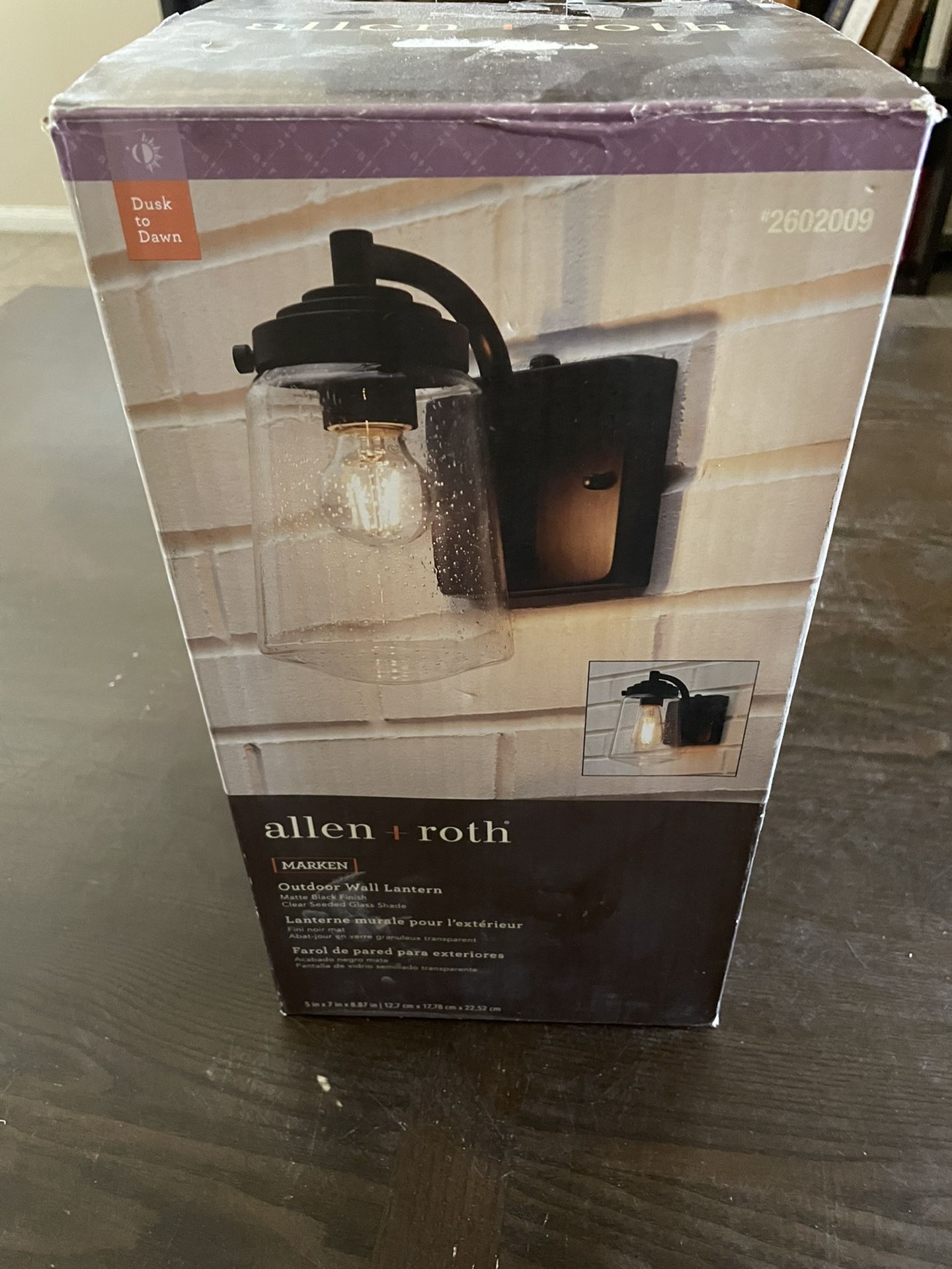 allen + roth Marken 1-Light 8.87-in Matte Black Motion Sensor Outdoor Wall Light