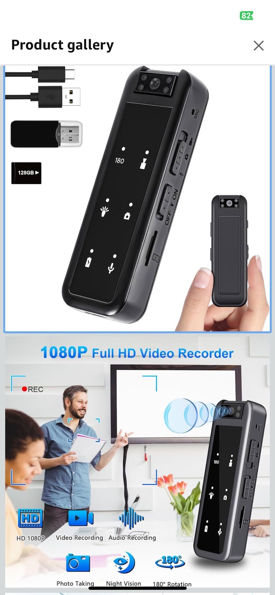 1080P HD Mini Body Camera,128GB Mini Video Camera with Audio & Video Recording, IR Night Vision, 5-Hour Battery & 180° Rotating Lens – Small Wearable