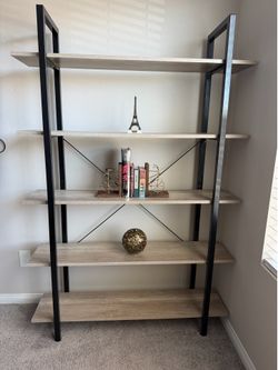 Modern black and gray 5 shelves bookcase