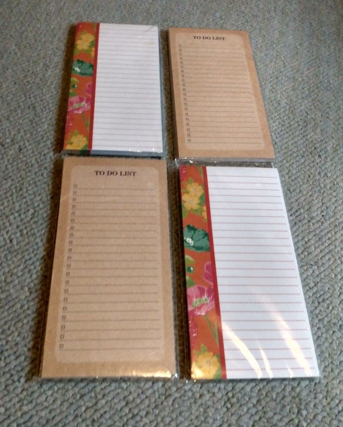 4 BRAND NEW IN PACKAGES MICHAEL'S  MAGNETIC REFRIGERATOR TO DO LISTS MEMO PADS 80 COUNT SHEETS EACH