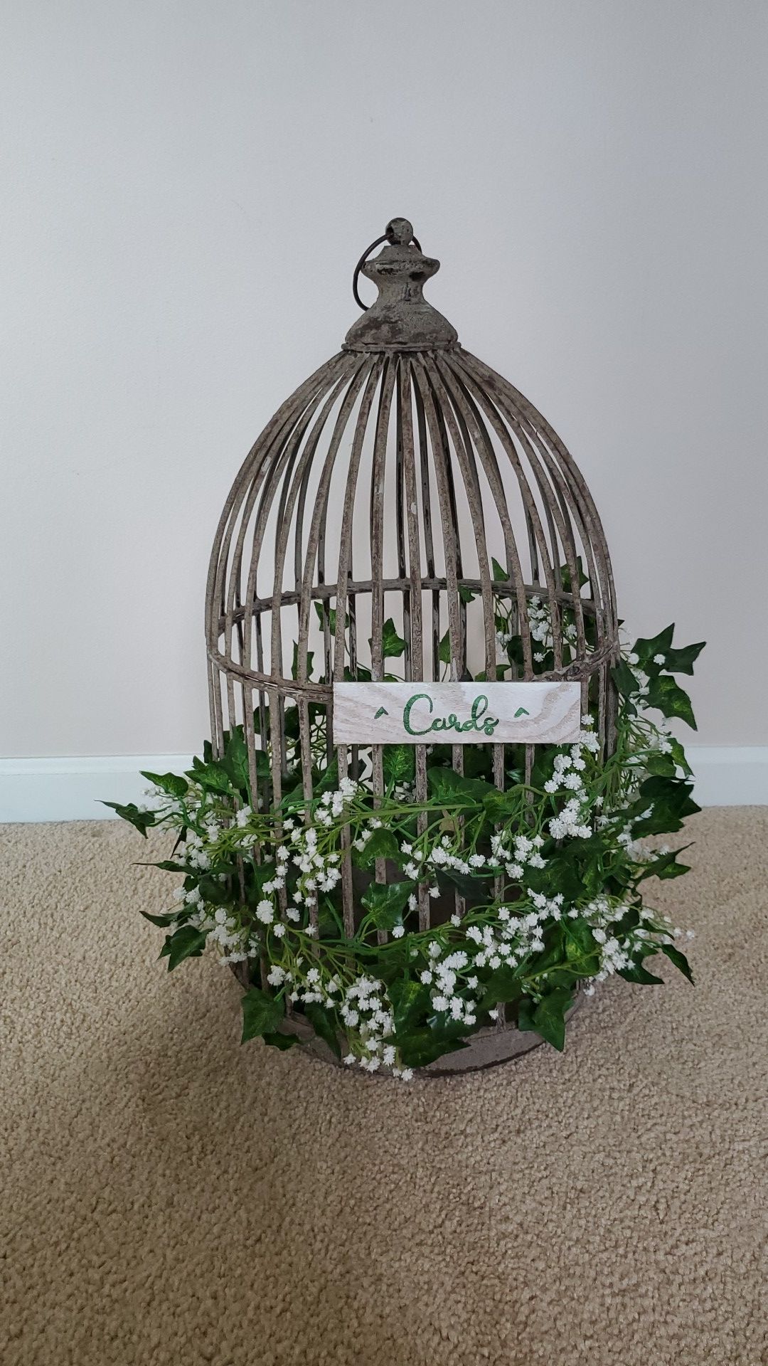 Rustic Bird Cage Card Holder, Plant holder