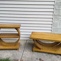 Vintage Set Of 2 Solid Wood Tables