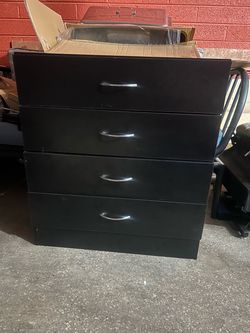 Black 4-Drawer Dresser with Chrome Handles