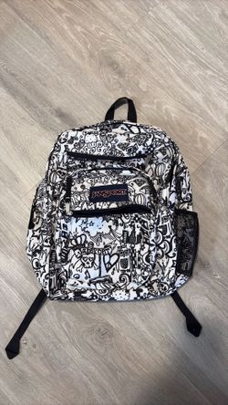 JanSport Black & White Backpack All Over Print Doodle Bookbag For Coloring