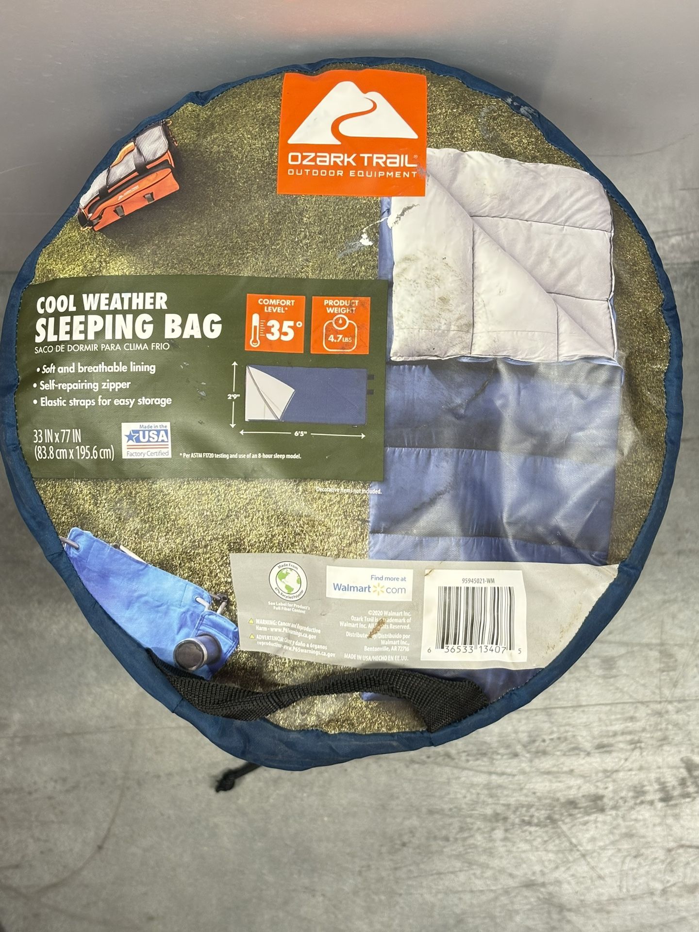 Ozark Trail Cool Weather Sleeping Bag 33”x77” – 4.7 lbs – Outdoor Camping Gear