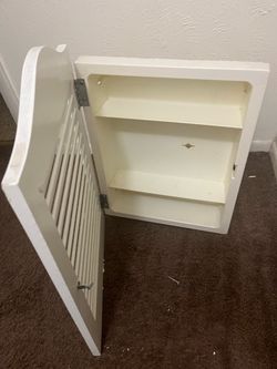 White Medicine Cabinet with Louvered Door