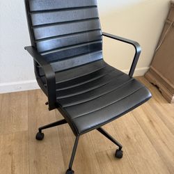 Crate & Barrel Black Leather Office Chair