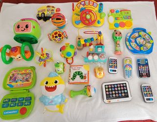 Box of baby toys