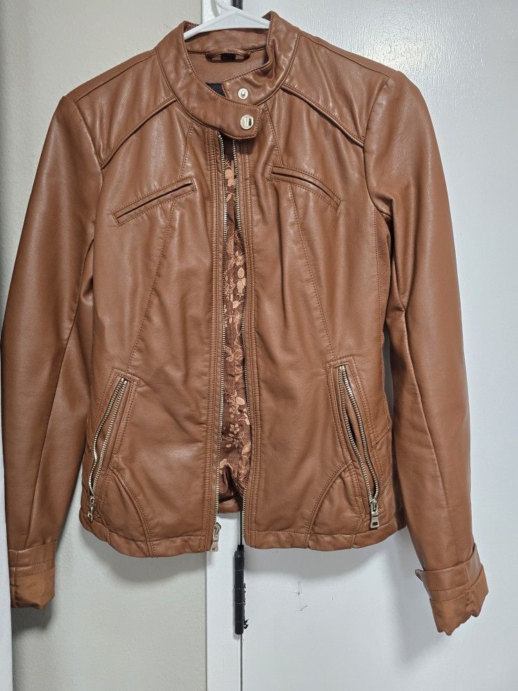 Camel Faux Leather Jacket