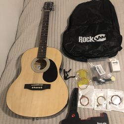 Acoustic Guitar Bundle: Carrying Bag Tuner, Stand, Picks, Strings, Capo